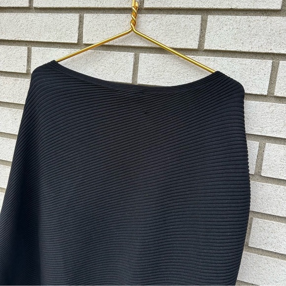 Reiss Black Lara Off-The-Shoulder Ribbed Midi Dress Knit Sweater - Picture 12 of 16